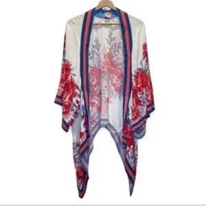 Flying Tomato Red and Blue Floral Cover-Up